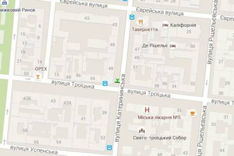 Сiтiлайт A у Одесі, 1.2x1.8  Єкатеринінська вул. - Троїцька вул., 42 схема