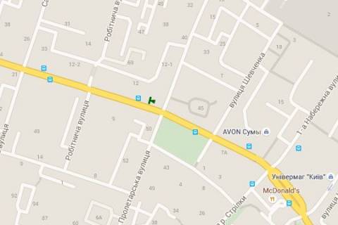 Беклайт A у Сумах, 1.2x1.8  Іллінська вул., 12 - Ярослава Мудрого вул. (Пролетарська вул.) схема