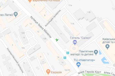 Бэклайт B в Киеве, 1.2x1.8  Івана Мазепи вул., 11 №1 схема