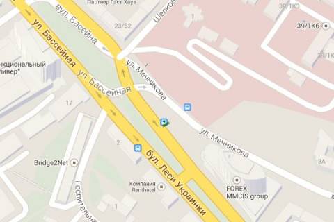 Ситилайт B в Киеве Лесі Українки бульв., 1  (бізнес центр "Парус")_зупинка громадського транспорту (в напр. Лесі Українки пл.) схема