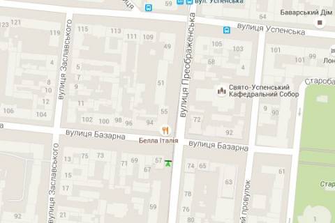 Бэклайт B в Одессе, 2.3x3.14  Преображенська вул. - Базарна вул. схема