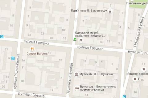 Бэклайт B в Одессе, 1.2x1.8  Пушкінська вул., 9 - Грецька вул. схема