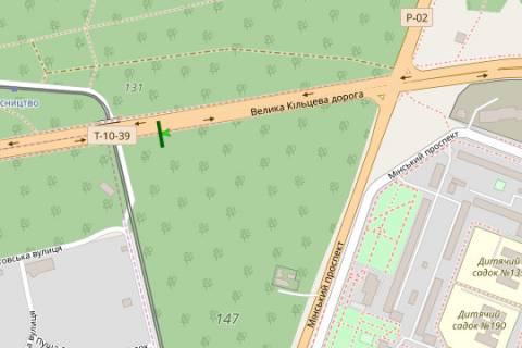 Білборд, Бігборд (Борд)  B у Києві, 3x6  Велика Кільцева дорога, 450м до перехр. з Мінским просп. (у напрямку Гостомельского шосе) схема