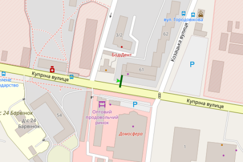 Білборд, Бігборд (Борд)  B у Хмельницькому, 3x6  Купріна вул. - Козацька вул. схема