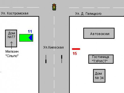 Бэклайт B в Ровно, 1.2x1.8  Київська вул., 18 схема
