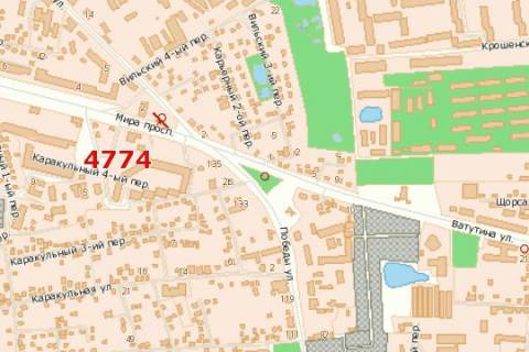 Билборд B в Васильевке, 3x6  Миру просп. - Вільський Шлях вул. схема
