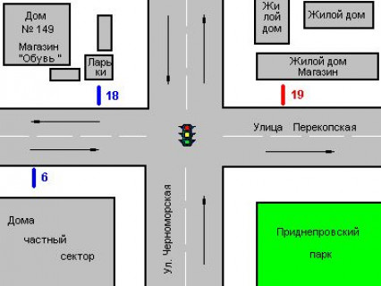 Бэклайт B в Херсоне, 1.2x1.8  Перекопська вул., 151 - Чорноморська вул. схема