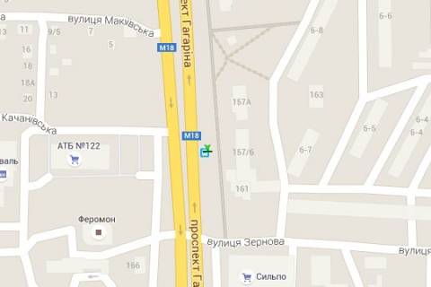 Бэклайт B в Харькове, 1.2x1.8  Гагаріна просп., 157/6 (зупинка) схема