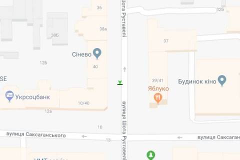 Ситилайт B в Киеве, 1.2x1.8  Шота Руставелі вул., 40  схема