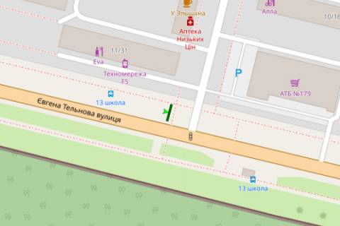 Билборд B в Кропивницкий (Кировоград), 3x6  Євгена Тельнова вул. - Бєляєва вул. схема