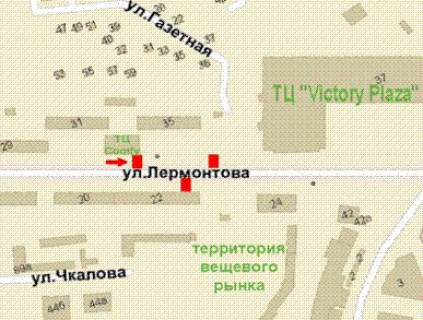 Бэклайт B в Кривом Роге, 1.2x1.8  Лермонтова вул., 33 схема