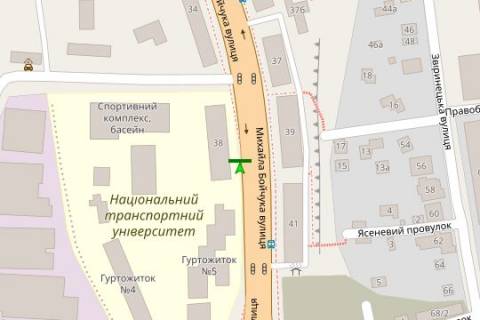 Нестандарт B у Києві, 1.2x1.8  Михайла Бойчука вул. (Кіквідзе вул.), 36 зуп. «Гуртожиток  № 4» (напр. ст.М. «Видубичі») схема