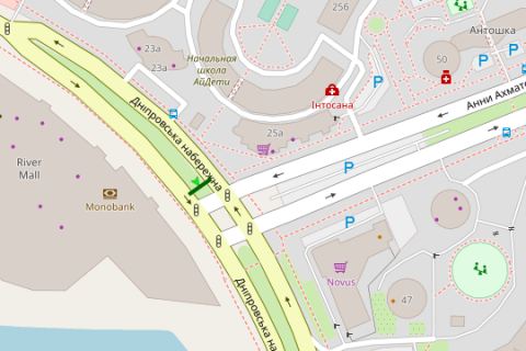 Видеоборд A у Василівці, 2.3x3.14  Дніпровська наб., 25В, розподілювач (в напрямку просп.Миколи Бажана ТТ 6.8 352х484) - 421992 схема