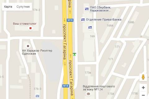 Бэклайт A в Харькове, 1.2x1.8  Гагаріна просп., 167/1 (№1) схема