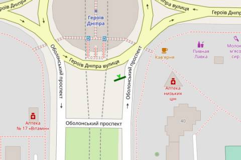 Білборд, Бігборд (Борд)  B у Києві, 3x6  Оболонський просп., 40 розподілювач схема