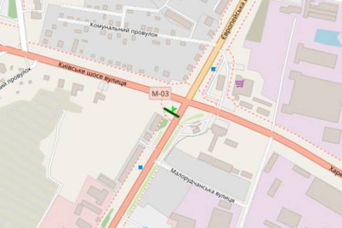 Билборд A в Полтаве, 3x6  Європейська вул. - Київське шосе схема