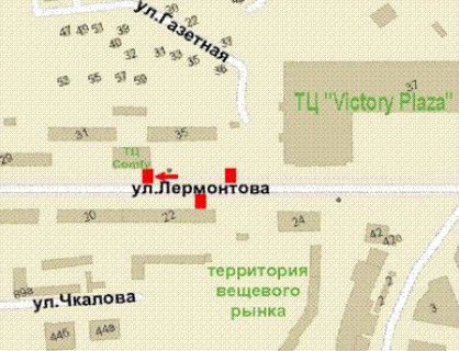 Бэклайт A в Кривом Роге, 1.2x1.8  Лермонтова вул., 33 схема