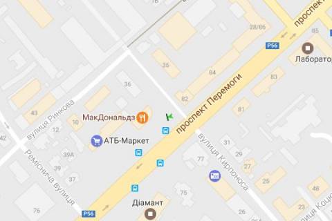 Ситилайт A в Чернигове, 1.2x1.8  Перемоги просп. - Княжа (Кирпоноса) вул. схема