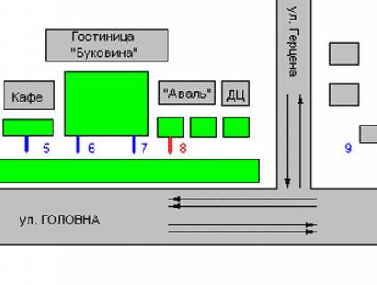 Ситилайт B в Черновцах, 1.2x1.8  Головна вул., 143 схема