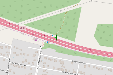 Білборд, Бігборд (Борд)  B у Щасливому, 5x12  Київ - Бориспіль, 14км + 180м до Києва (№5 зліва) (в напр. Борисполя) схема