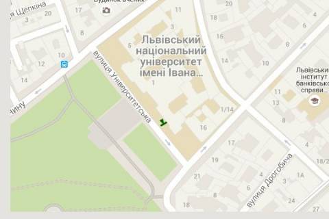 Ситилайт B в Львове, 1.2x1.8  Університетська вул., 1 (ліва) схема