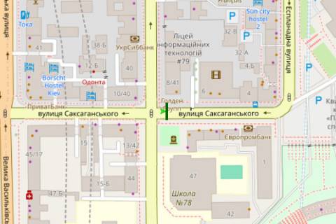 Ситилайт B в Киеве, 1.2x1.8  Саксаганського вул., 8 - Шота Руставелі вул. схема