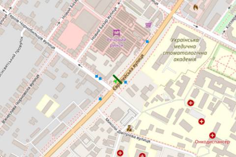 Ситилайт B в Полтаве, 1.2x1.8  Європейська вул., 38-а - Героїв-чорнобильців вул. схема