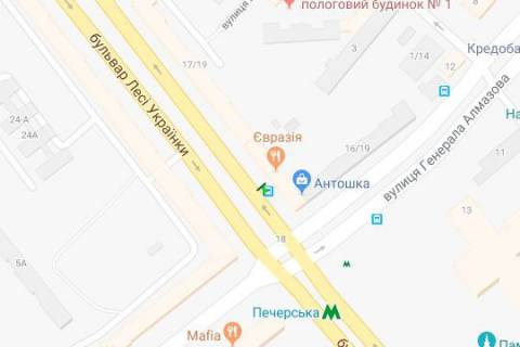 Ситилайт A в Киеве, 1.2x1.8  Лесі Українки бульв., 17/19 схема