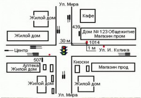Бэклайт A в Херсоне, 1.2x1.8  Іллі Кулика вул., 139 - Миру вул., 32 схема