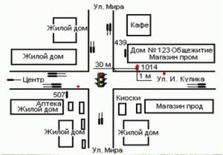 Ситилайт A в Херсоне, 1.2x1.8  Іллі Кулика вул., 139 - Миру вул., 32 схема