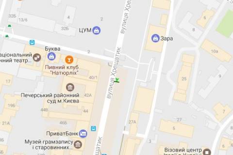 Бэклайт B в Киеве, 1.2x1.8  Хрещатик вул., 27 (магазин "Grand Gallery")  схема