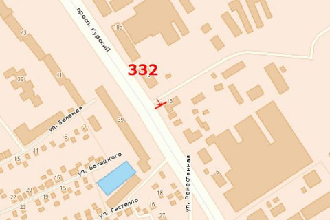 Билборд B в Васильевке, 3x6  Перемоги просп. (Курський просп.) - Космічна вул. схема
