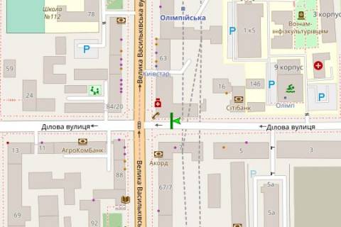 Бэклайт A в Киеве, 1.2x1.8  Ділова вул., 18 схема
