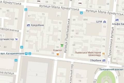 Бэклайт B в Одессе, 1.2x1.8  Рішельєвська вул., 78 - Пантелеймонівська вул. схема