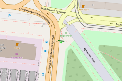 Ситилайт A в Одессе, 1,2х1,8  Середньофонтанська вул. - Італійський бульв. (1,95х2,93) схема