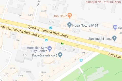 Беклайт B у Києві, 1.2x1.8  Шевченка Тараса бульв., 23 схема