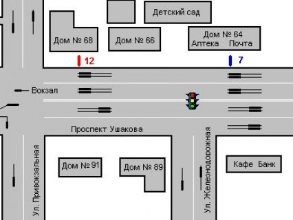 Ситилайт B в Херсоне, 1.2x1.8  Ушакова просп., 68 - Привокзальна пл. схема