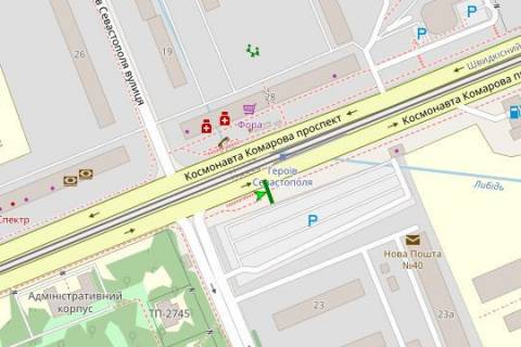 Билборд A в Киеве, 3x6  Космонавта Комарова просп., 28, навпроти схема