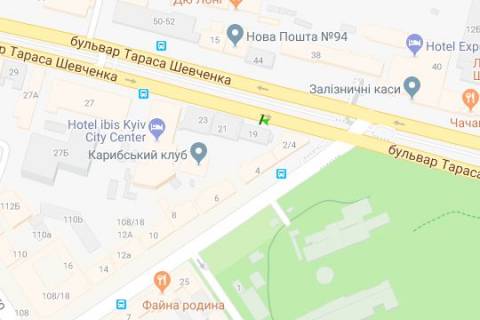Бэклайт B в Киеве, 1.2x1.8  Шевченка Тараса бульв., 19 схема