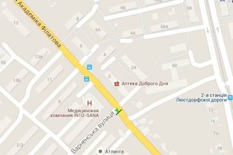 Білборд, Бігборд (Борд)  A у Одесі, 3x6  Академіка Філатова вул. - Варненська вул. (Дмитра Байди-Вишневецького вул.) схема