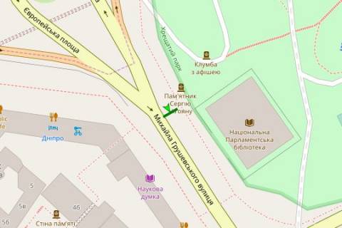 Ситилайт B в Киеве, 1.2x1.8  Михайла Грушевського вул., 1, готель «Дніпро» (1) схема