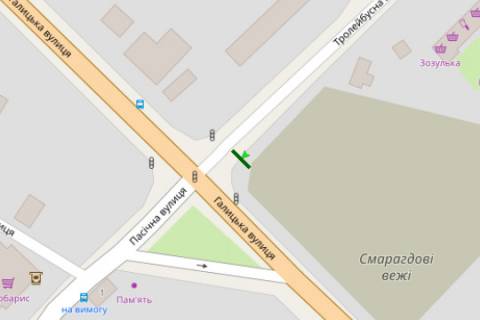 Білборд, Бігборд (Борд)  B у Івано-Франківську, 3x6  Галицька вул. - Тролейбусна вул. схема