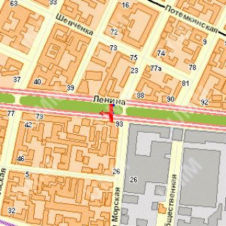 Бэклайт A в Николаеве, 1.2x1.8  Центральний просп. (Леніна просп.) - Мала Морська вул., (№1) схема