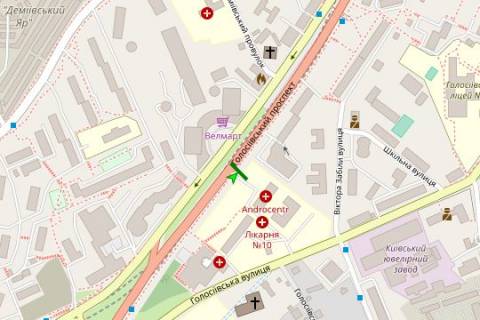 Призма A в Киеве, 3x6  Голосіївський просп., 59: поліклініка №10 (у напрямку  Московської пл. ) - 271516 схема