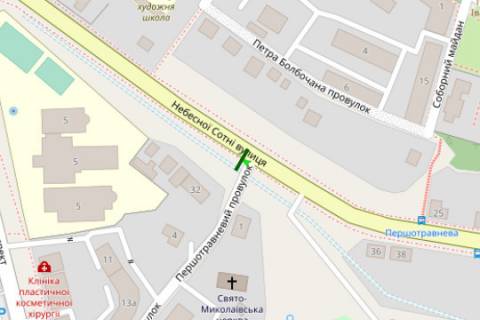 Билборд B в Полтаве, 3x6  Небесної Сотні вул. - Першотравневий пров. схема