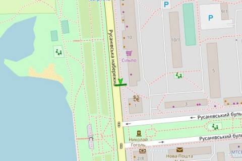Сiтiлайт B у Києві, 1.2x1.8  Русанівська наб., 10, №1 схема