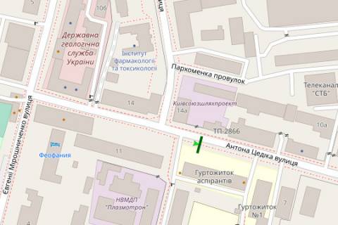 Білборд, Бігборд (Борд)  A у Києві, 3x6  Антона Цедіка вул., 9 схема