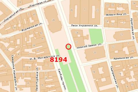 Бэклайт A в Львове, 1.2x3.6  Свободи просп., 22 схема