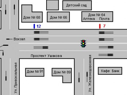 Бэклайт A в Херсоне, 1.2x1.8  Ушакова просп., 64 схема