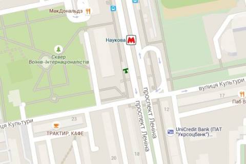 Нестандарт B в Харькове, 1.2x1.8  Науки просп. (Леніна просп.) - Культури вул., (зупинка) схема